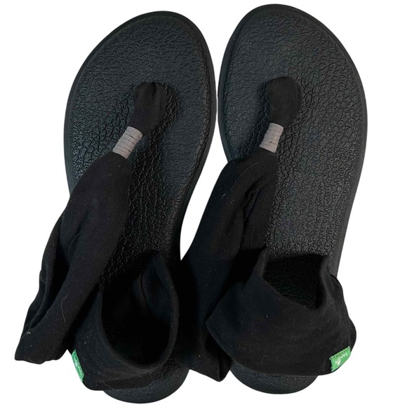 Sanuk Yoga Sling 2 Black Flip Flop Sandals Women's Size 7 - Picture 1 of 10